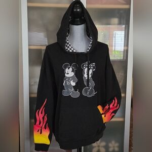 Disney Black Hoodie with Mickey and Minnie Flame Design